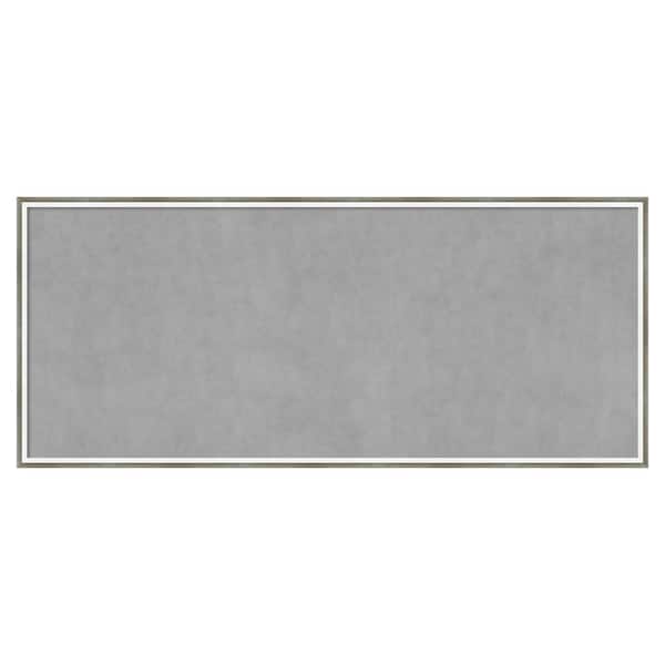 Amanti Art Lucie Silver White 49 in. x 21 in Framed Magnetic Board