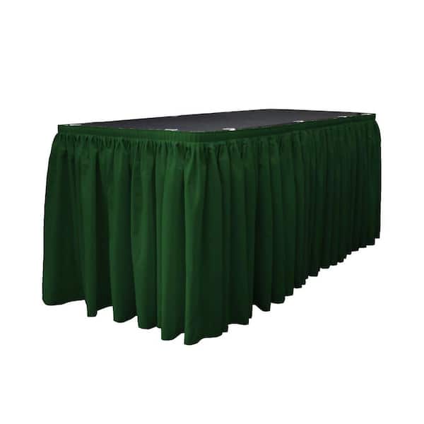 LA Linen 17 ft. x 29 in. Long Hunter Green Polyester Poplin Table Skirt with 10 L-Clips