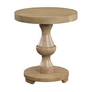 Dory 22 in. Sand Brown Wood Round End Table