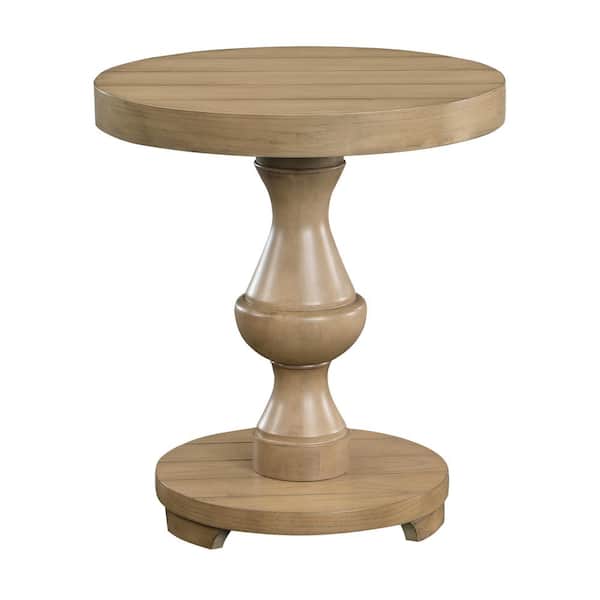 Steve Silver Dory 22 in. Sand Brown Wood Round End Table