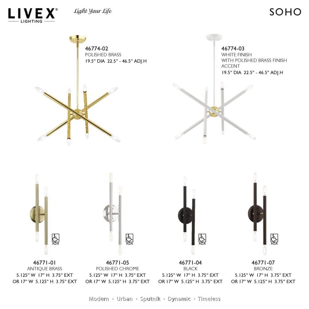 Antique Brass 4-Light ADA Compliant Wall Sconce