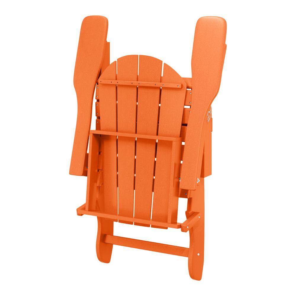 Orange HDPE Folding Adirondack Chairs Set of 2