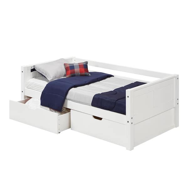 Camaflexi Panel White Twin Size Daybed with Drawers