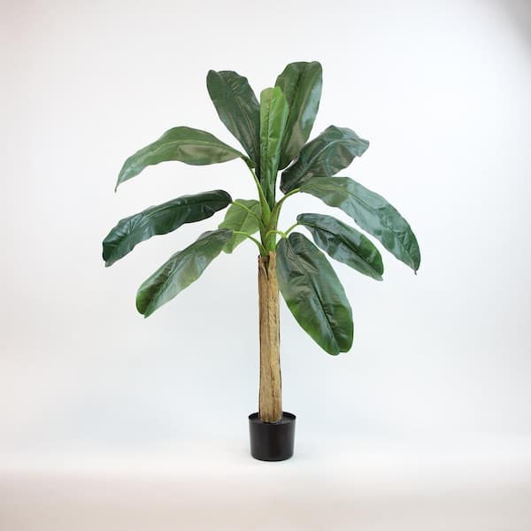 Unbranded 54 in. Green Artificial Banana Tree in Black Drop in Pot