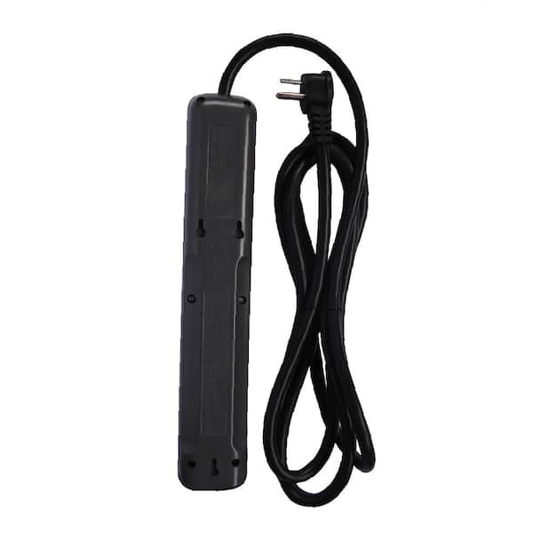 Commercial Electric - 8 ft. 6-Outlet Surge Protector with 45 Degree Flat Angle Plug, Black