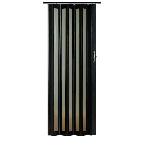 Spectrum Century 36 in. W. x 80 in. Black Rain Vinyl Accordion Door with Hardware