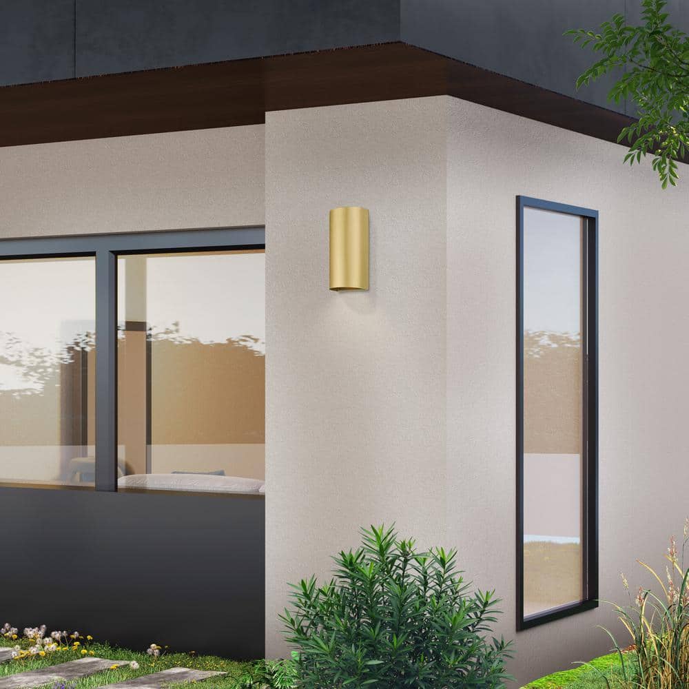 Satin Gold Handcrafted Stainless Steel Outdoor Wall Sconce