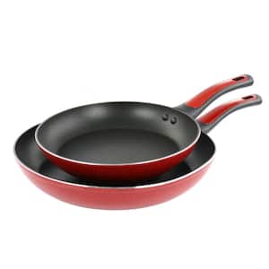 Claybon 8 Inch and 10 Inch Aluminum Nonstick Frying Pan Set in Speckled Red