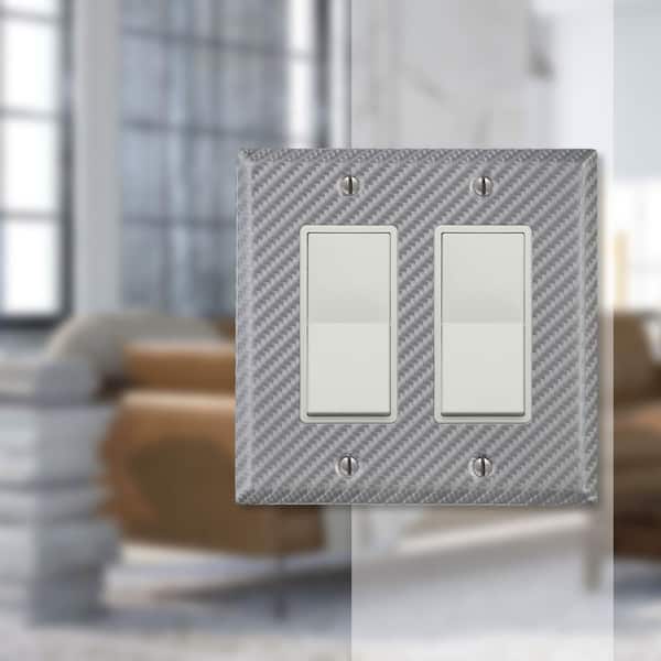 Branston 2 Gang Rocker Steel Wall Plate - Silver