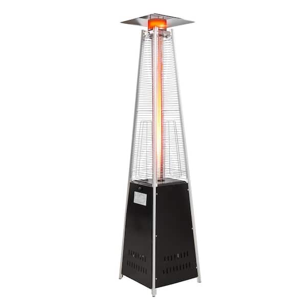 Unbranded 89 in. 42,000 BTU Black Outdoor Patio Standing Gas Propane Heater With Wheels Heats Up to 200 sq. ft.