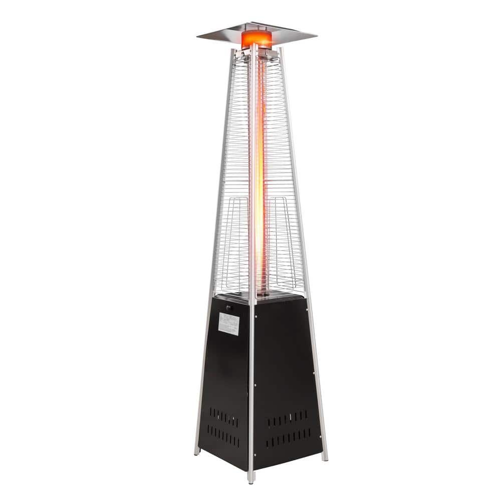89 in. 42,000 BTU Black Outdoor Patio Standing Gas Propane Heater With Whee