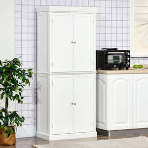 6-Shelf White Wood Pantry Organizer with Adjustable Shelves