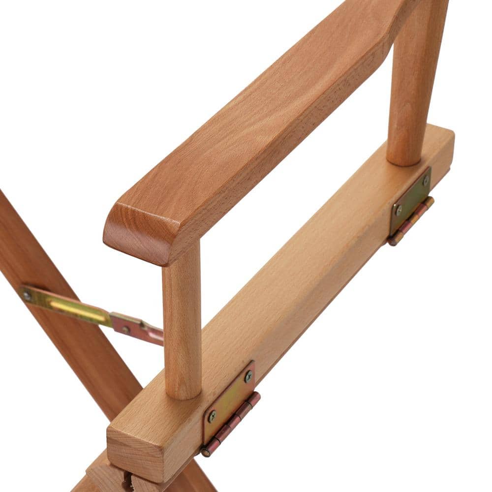 Natural Wood Large Foldable Directors Chair with Blue Canvas