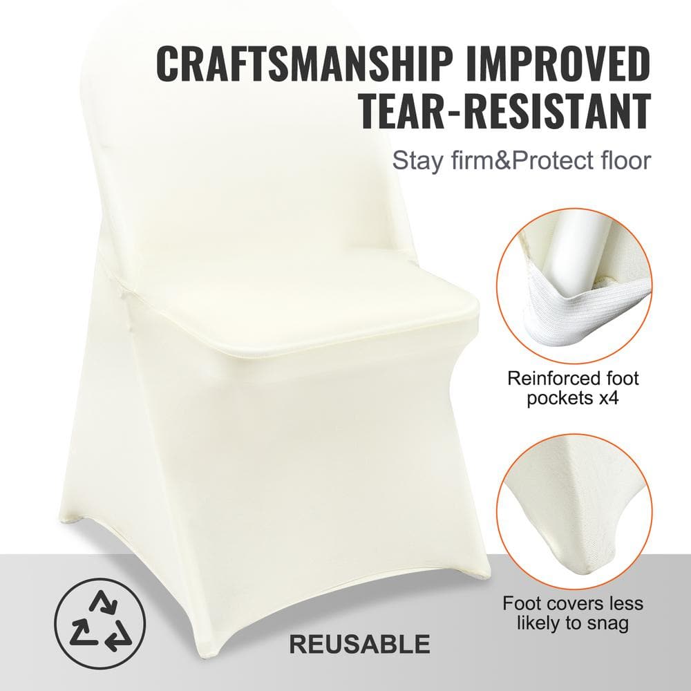 Ivory Stretch Spandex Chair Covers for Dining and Events