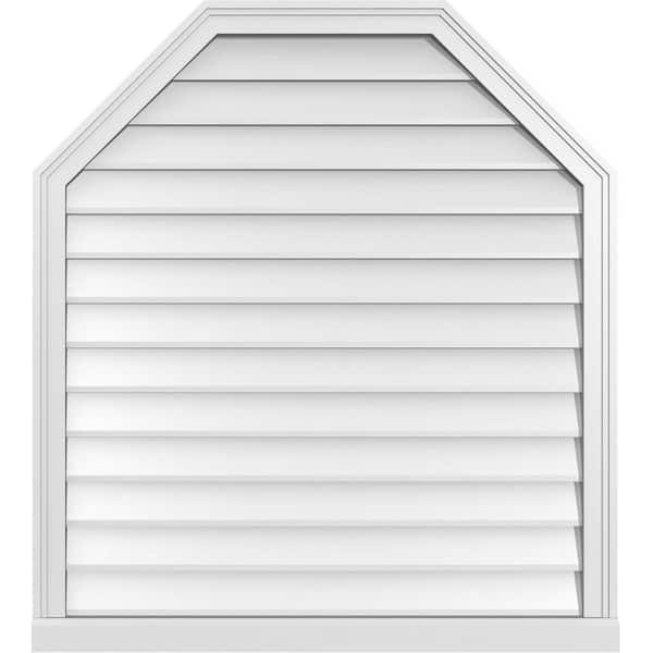 Ekena Millwork 36 in. x 40 in. Octagonal Top Surface Mount PVC Gable Vent: Decorative with Brickmould Sill Frame
