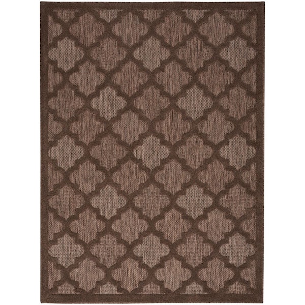 Nourison Easy Care Brown 5 ft. x 7 ft. Trellis Contemporary Area Rug