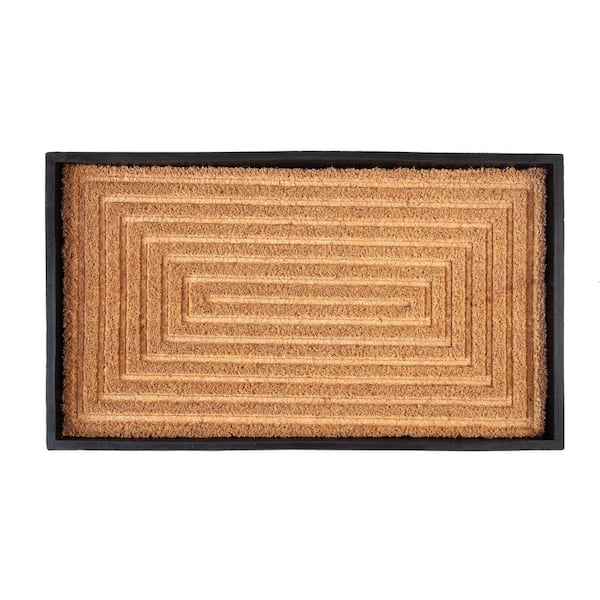 24.5 in. x 14 in. x 1.5 in. Natural and Recycled Rubber Boot Tray with Rectangle Embossed Coir Insert