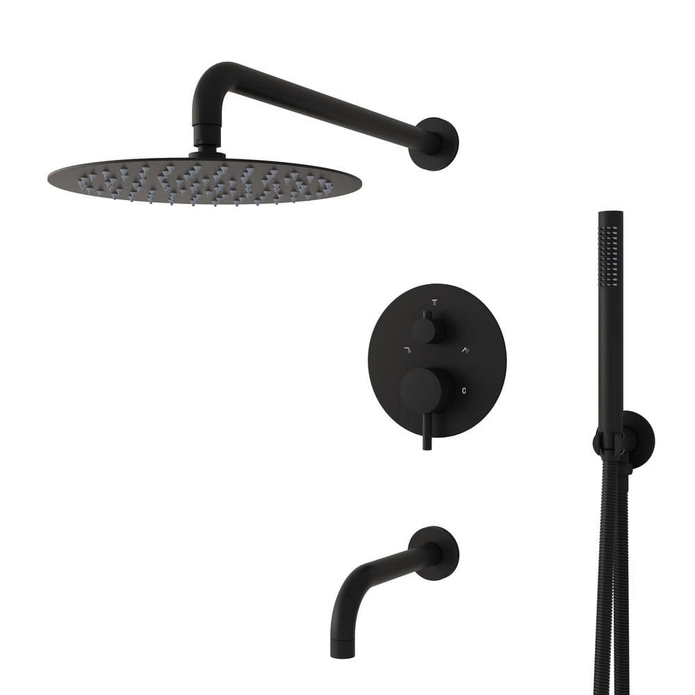 10 in. 3-Spray Wall Mount Shower Head and Handheld Shower Head in Matte Black price history on PriceWatchPro