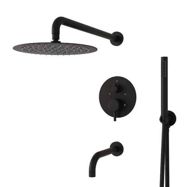 10 in. Shower Head and Handheld Shower Head in Matte Black