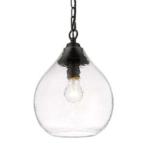 Ariella 1-Light Matte Black Mini Pendant with Glass Shade