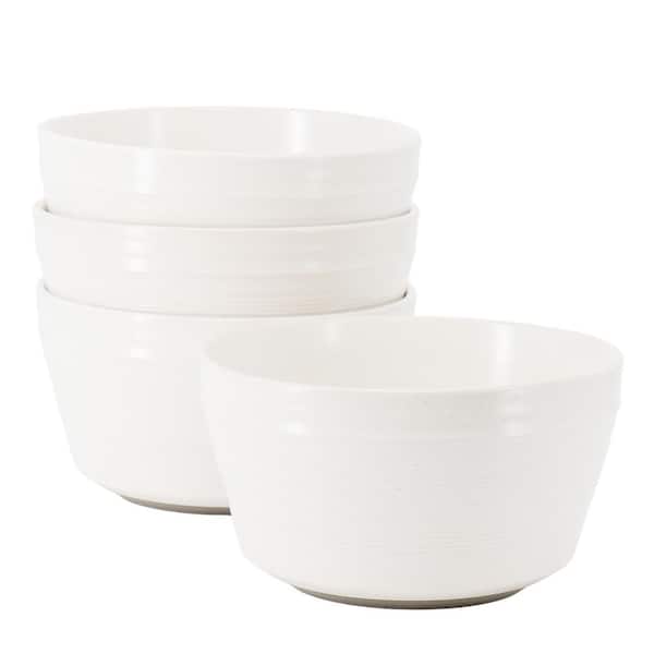 BEE & WILLOW Milbrook 20 fl. Oz. 6 in. White Speckle Stoneware Bowl (Set of 4)