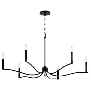 Malene 42 in. 6-Light Black Traditional Candle Chandelier for Dining Room