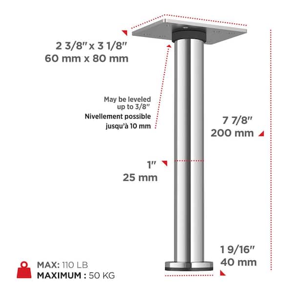 7-7/8 in. Chrome Zinc Round Leg