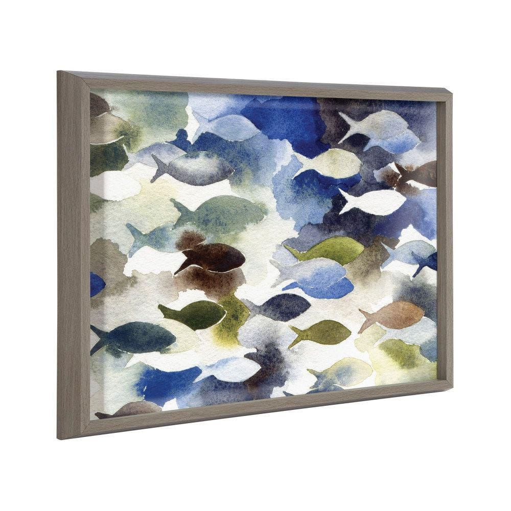 Gray Framed Marine Life Printed Glass Wall Art, 18x24