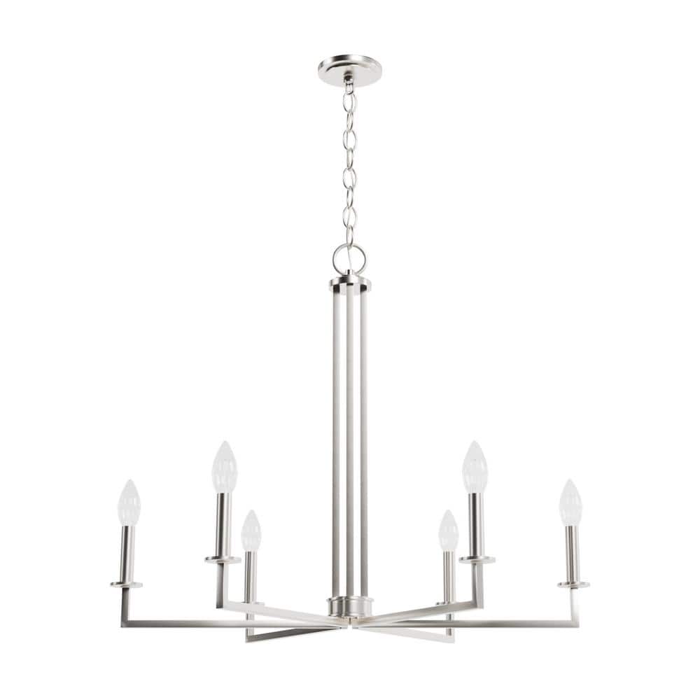 Brushed Nickel 30" Geometric Candle Chandelier