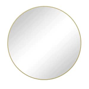 27.95 in. W x 27.95 in. H Round Metal Gold Mirror