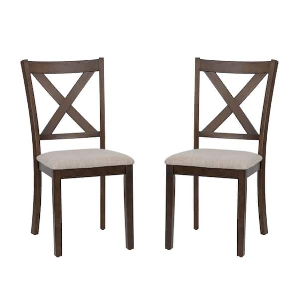 Wallace Brown Fabric Dining Side Chair Set of 2