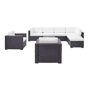Biscayne 8-Person Wicker Outdoor Seating Set with White Cushions