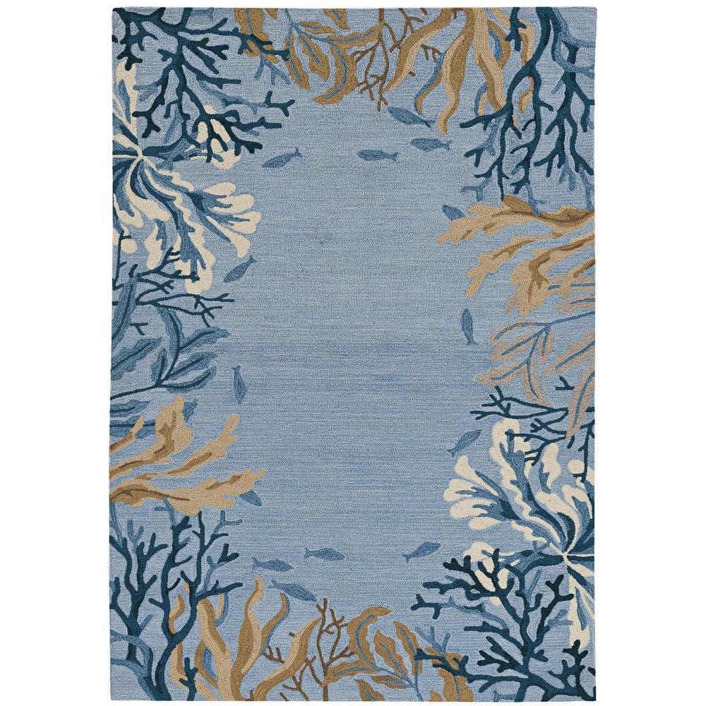 Kas Rugs Sonesta Steel Blue Lagoon 5 ft. x 8 ft. Floral Accent Rug ...