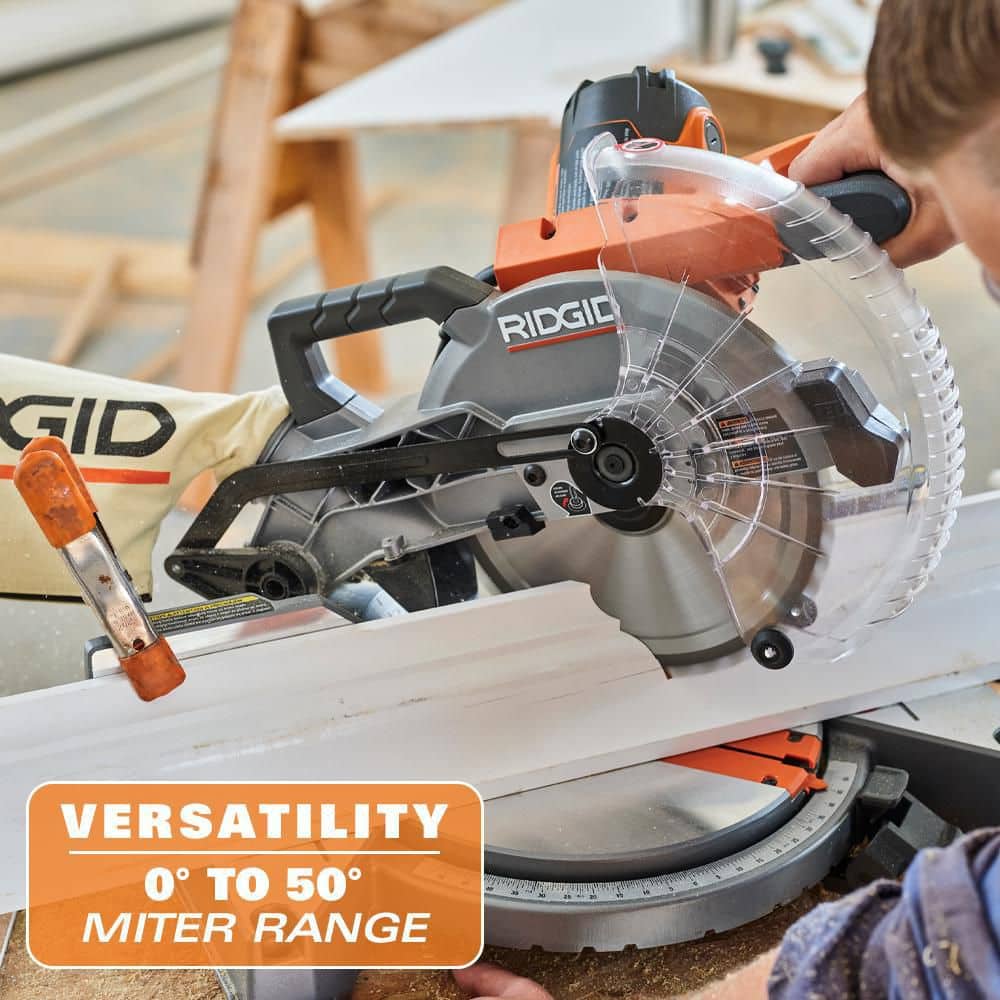 RIDGID 15 Amp 10 in. Corded Dual Bevel Miter Saw with LED Cut Line Indicator - Image 6