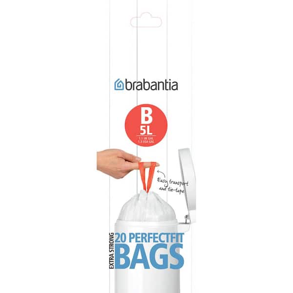 Brabantia 1.3 Gal. (5 l) Perfectfit Trash Can Liners Code B 240 Liners  (12-Packs of 20 Liners) 311741 - The Home Depot