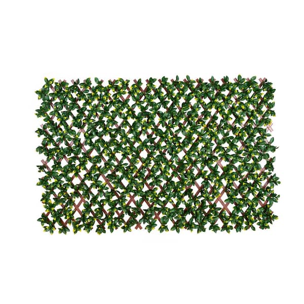 Vigoro 36 in. H x 72 in. W Golden Artificial Gardenia Leaves PVC Expandable Trellis