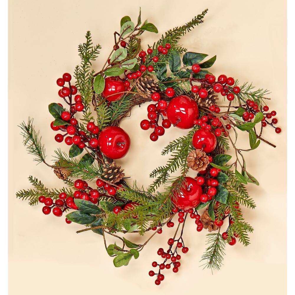 20 in. Artificial Weatherproof Berry and Apple Wreath