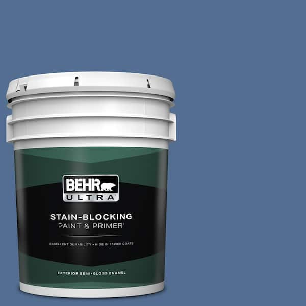 BEHR ULTRA 5 gal. #M530-6 Charter Blue Semi-Gloss Enamel Exterior Paint & Primer