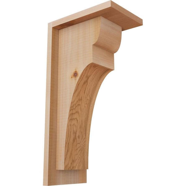 Ekena Millwork 5-1/2 in. x 8 in. x 16 in. Western Red Cedar Yorktown Smooth Corbel with Backplate