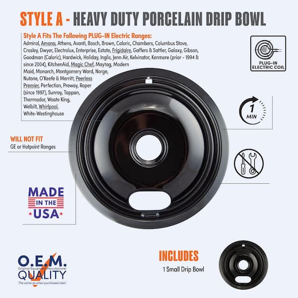 6 in. A Style Drip Pan in Black Porcelain