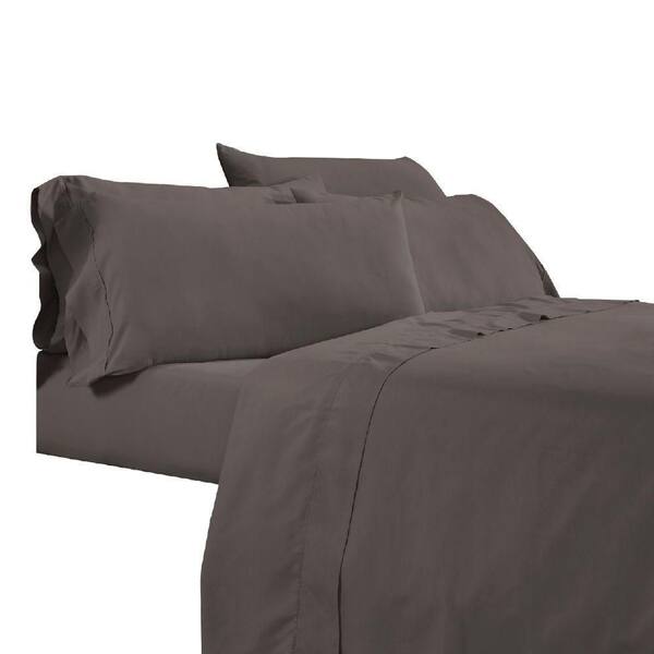 Benjara Minka 6-Piece Dark Brown Solid Soft Antimicrobial Microfiber Queen Bed Sheet Set