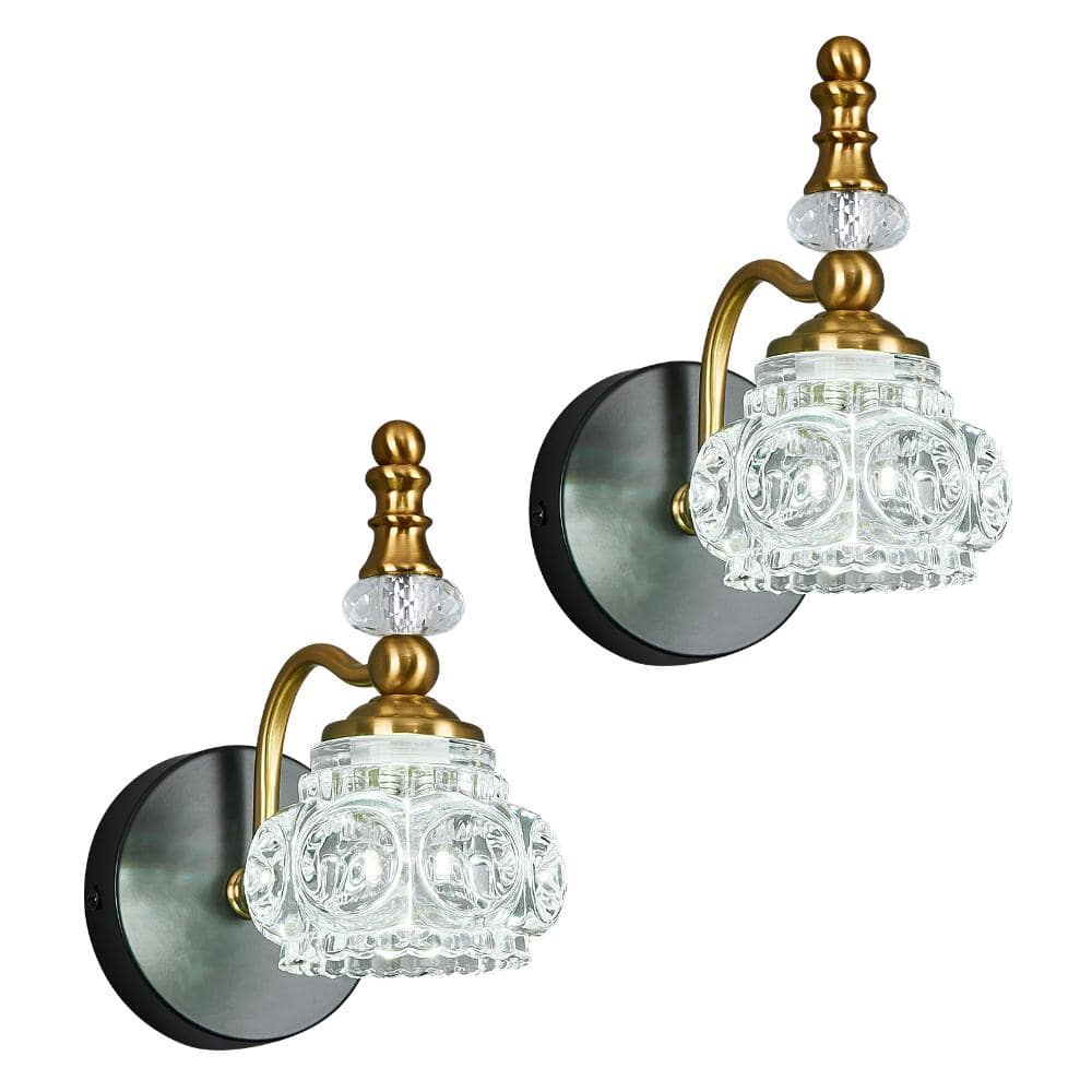 4.13 in. 1-Light BlackGold Sconce Clear Glass Modern Vanity Light For Bathroom Mirror Bedroom Hallway Farmhouse(2 Pack) price history on PriceWatchPro
