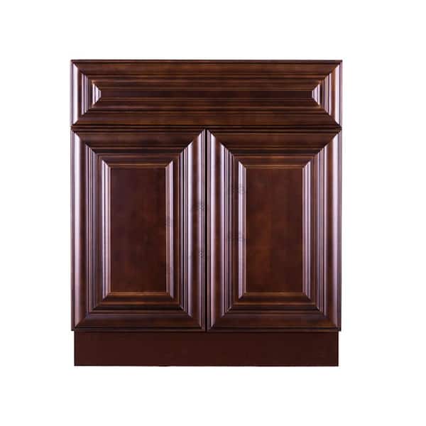 LIFEART CABINETRY Edinburgh Espresso Plywood Raised Panel Stock Assembled Sink Base Kitchen Cabinet (30 in. W x 34.5 in. H x 24 in. D)