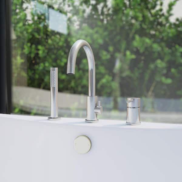 Montego Single-Handle Deck Mounted Roman Tub Faucet with Handshower in Brushed Nickel
