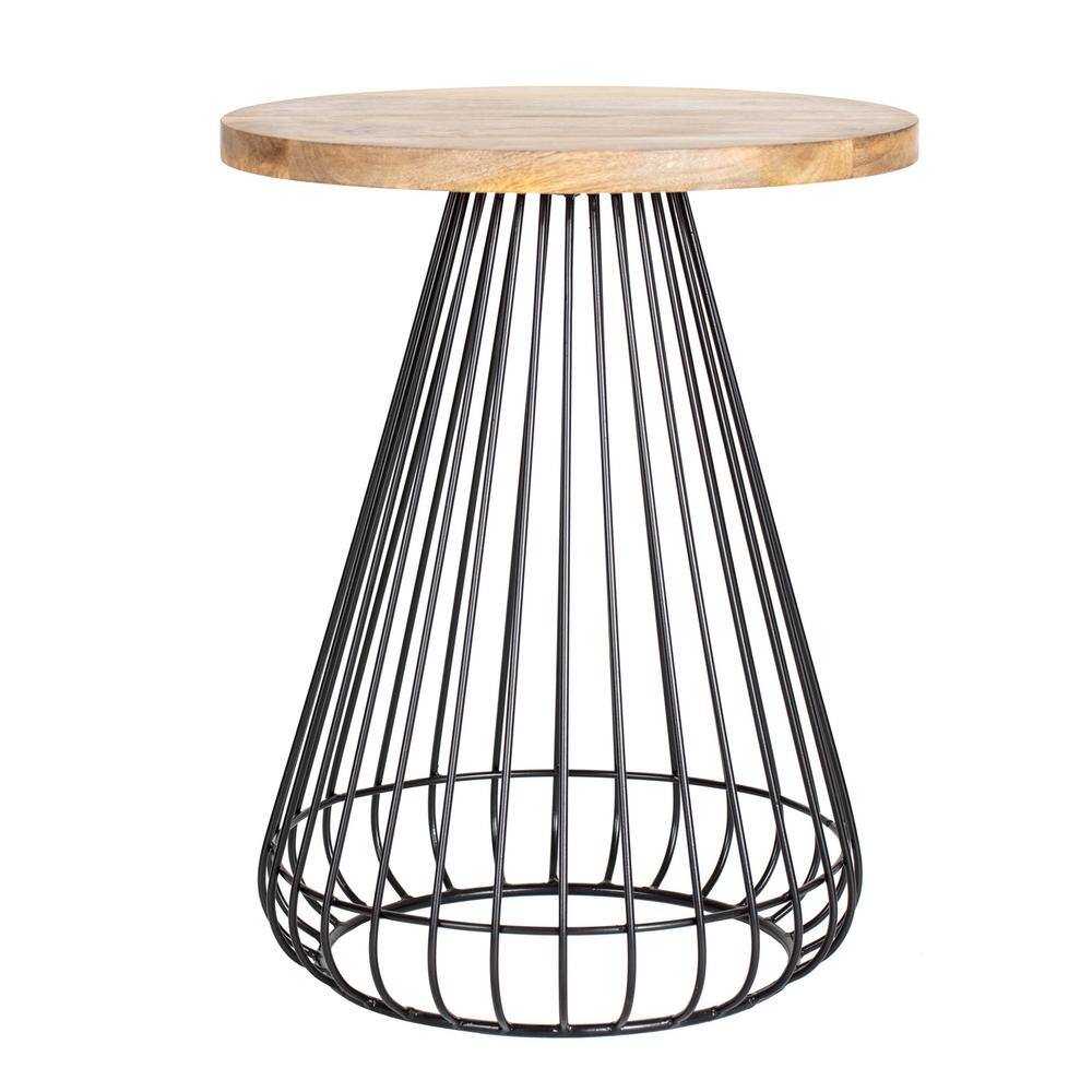 Melody 16 in Black 20 in Cage Mango Wood End Table - thumbnail 7