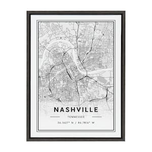 Sylvie Nashville Modern Map by Jake Goossen Framed Canvas Maps Art Print 18 in. x 24 in .