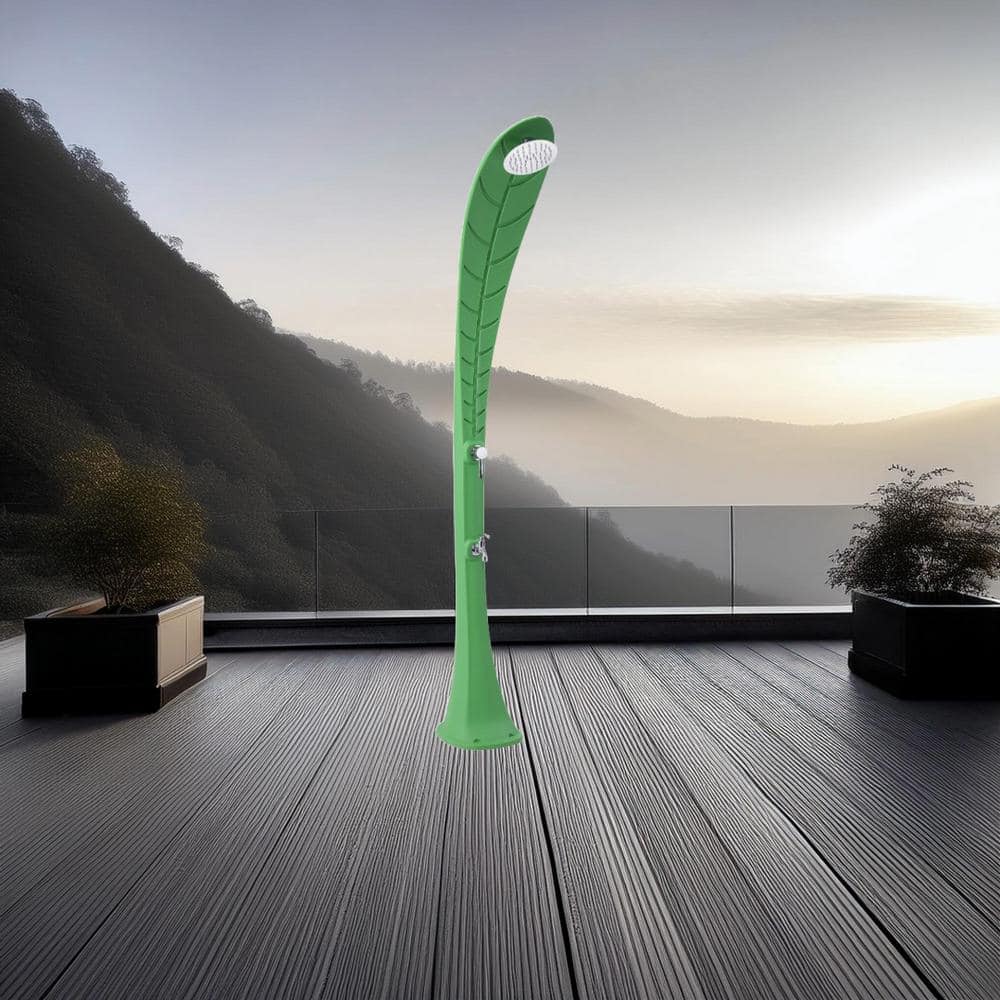 Green Leaf Solar Heated Outdoor Shower with Cold Water Faucet