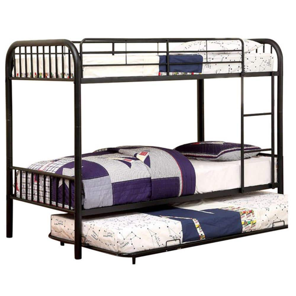 Benjara Black Twin Adjustable Bunk Bed With Metal Frame BM123780 - The ...