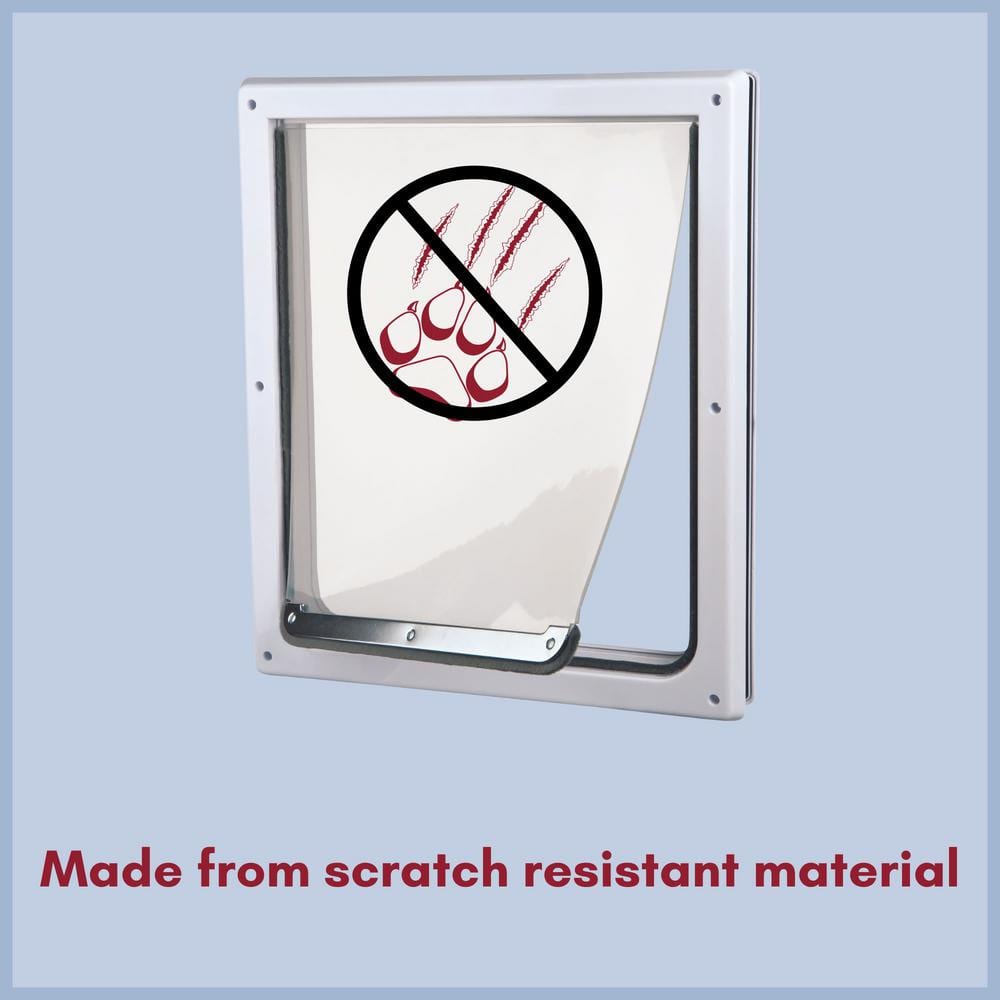 Medium White Metal Lockable Dog Door with Flap