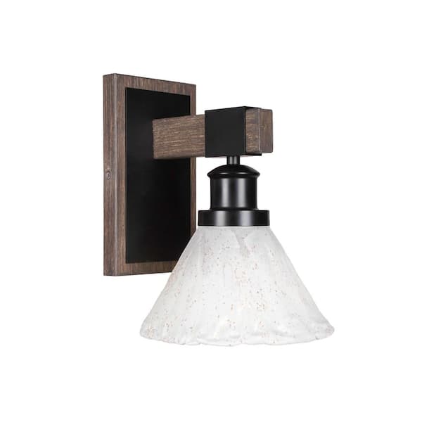 Unbranded Richmond 1-Light Matte Black and Painted Distressed Wood-look Metal Wall Sconce